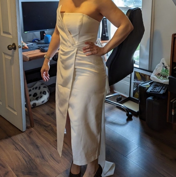 Express Bridal Statement Bow Midi Dress Sz 8 Wedding Dress NWT - Picture 5 of 7